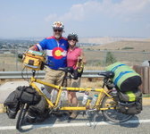 Terry and Dennis Struck at the I-15 Viewing Area of Butte, Montana, just south of the Continental Divide Crossing #4 on the Great Divide Mountain Bike Route (GDMBR), August, 2015.